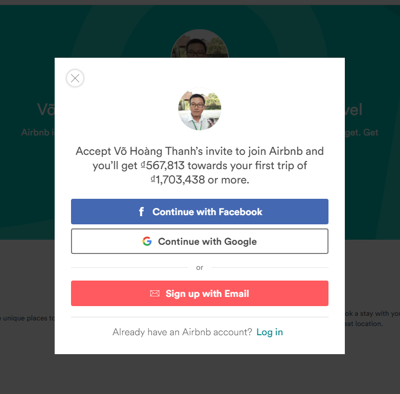 Đăng kí tài khoản Airbnb